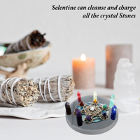 Plaque de chargement en sélénite avec plaque de nettoyage en cristal ordinaire pour la guérison spirituelle et l'équilibre énergétique