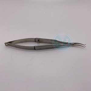 Pinzas de Sujeción de Lentes Clayman de Acero Inoxidable, Mandíbulas Anguladas Delicadas, Instrumento Quirúrgico Oftálmico Curvo - Product Image 2