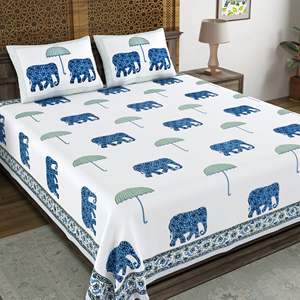 BLOCKS of INDIA Hand Block Impreso Algodón Super King Size Sábana 270X270 Color 9-Sábanas ajustadas y planas - Product Image 2