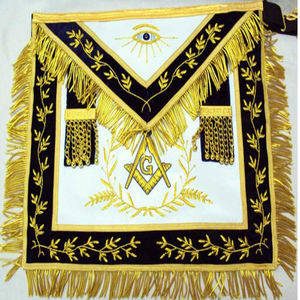 Delantal de Regalia de EE. UU. personalizado masónico de la mejor calidad, hecho en fábrica, con DELANTAL de Lodge azul, cuello bordado a mano, cuero - Product Image 1