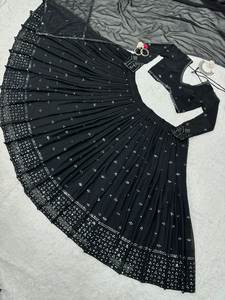 Ce Navratri Season Wear couleur noire Multi Stone & Diamond Work Faux Georgette Fabric Trendy Lahenga Choli avec Dupatta à vendre - Product Image 4