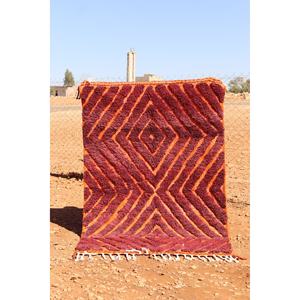Tapis en soie de laine berbère marocain fait à la main Boho Kilim pour chambre à coucher salon hôtel adolescents abstrait rectangulaire pour couloir - Product Image 1