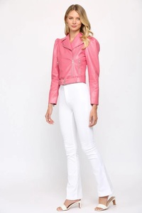 Candy <b>Pink</b> Faux Leather Moto <b>Jacket</b> Winter Clothes For Women Vintage Clothing Leather <b>Jackets</b> PU Faux Leather Motocross <b>Jackets</b> - Product Image 5