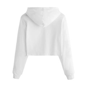 Alta calidad cómodo y transpirable personalizado Crop Top Sudadera con capucha mujeres antiarrugas gota hombro sudaderas con capucha para mujer - Product Image 4