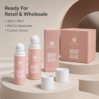 Colle corporelle végane écologique à base d'eau, marque privée, 30 ml, flacon roll-on avec logo personnalisé pour soutiens-gorge, perruques et bas
