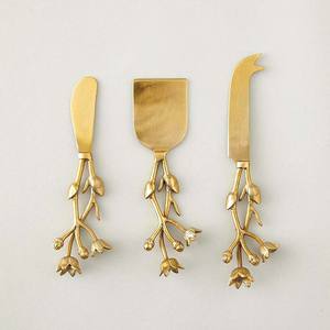 Stainless Steel Gold Cheese Speeder <b>Set</b> with Long Reindeer Horns Design White Enamel handle for restaurant - Product Image 6