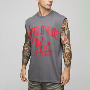 เสื้อกล้ามแฟชั่นใหม่ล่าสุด ระบายอากาศได้ดี ผลิตจากผ้าฝ้าย/โพลีเอสเตอร์ รับสั่งทำสีและโลโก้ พิมพ์ลายดิจิทัล บริการ OEM สำหรับผู้ชาย - Product Image 1