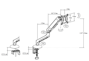 Monitor singolo da tavolo montaggio palo montato a molla a Gas braccio Premium regolabile in altezza Display per <span class=keywords><strong>Computer</strong></span> Riser Vesa Supporter - Product Image 6
