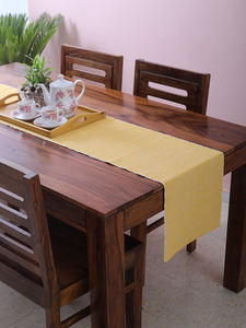 Camino de mesa de comedor de algodón polivinílico amarillo de estilo europeo moderno con diseño rectangular tejido RIB para uso en fiesta de boda de Hotel en casa - Product Image 2