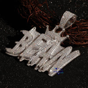 Pendentif alphabétique en argent sterling 925 pour hommes VVS Clarity Moissanite Sparkling Diamonds Letter Pattern - Product Image 4