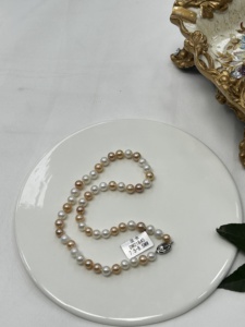 S925 <b>Sterling</b> <b>Silver</b> 7.5-8.5mm Freshwater <b>Pearl</b> <b>Necklace</b> White & Pink Multicolor Natural <b>Pearl</b> Strand Jewelry for Women - Product Image 6