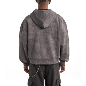 Chándal Vintage lavado con ácido personalizado para hombre, Sudadera con capucha de retazos desgastados, conjunto de pantalones de chándal, ropa de calle con patrón sólido - Product Image 2