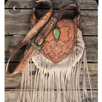 BS INTERNATIONAL Tas Selempang Wanita Kulit Asli Cokelat Mewah Tahan Air Anti Air Bordir Motif Hewan