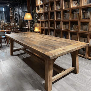 Custom Rustic <b>Solid</b> Oak <b>Wood</b> Modern Farmhouse Square Dining <b>Table</b> with Iron Legs Eco-Friendly Design Assembled for Hotel Use - Product Image 1