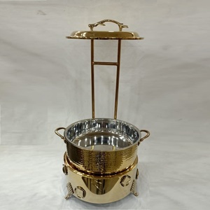 Plato de frotamiento chapado en oro Forma REDONDA/Hotel/Restaurante Calentador de alimentos usado Platos de frotamiento para bodas y fiestas - Product Image 3