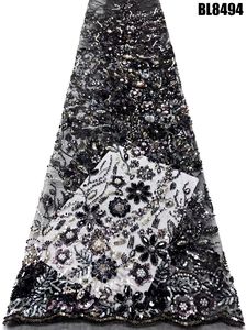 Luxe geborduurde tule stof met pailletten, bloemenmesh, elegante bloemrijke kant met kralen voor bruidsmode en gala jurken - Product Image 5