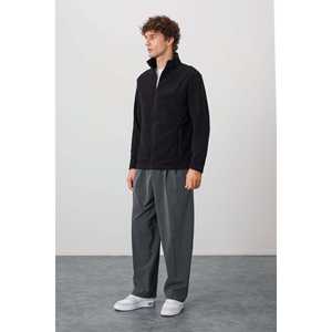 Hardy Men's Casual <b>Fleece</b> Sweatshirt in <b>Black</b> Standard Fit for Autumn Season-88299 - Product Image 4