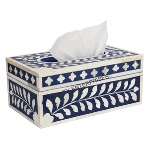 Boîte à mouchoirs classique écologique faite à la main et durable avec incrustations en os par QUALITY ENTERPRISES (Modèle QE-BITB-01) - Product Image 1