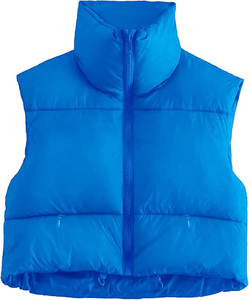 Women's Padded Down Vest Puffer Stand Collar <b>Zip</b> <b>up</b> Crop Sleeveless Jacket Unique Design Spring Hot <b>Hoodie</b> Vest Fashion Women - Product Image 4