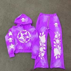 Sudadera con capucha de la mejor calidad, pantalones de chándal con cordón elástico, conjuntos de 2 piezas, el mejor chándal para hombre, ropa de calle impresa con lavado ácido - Product Image 1