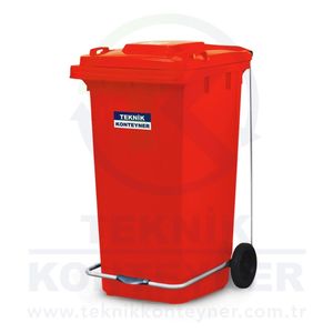 Poubelle à pédale rouge du fabricant turc Capacité de 240L Poubelle en plastique OEM ODM debout pour espace extérieur Teknik Konteyner Bin - Product Image 2