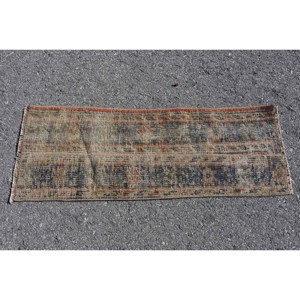 Tapis turc 1,2x3,2 pieds, bleu rouge, tapis oriental en laine vintage - Product Image 3