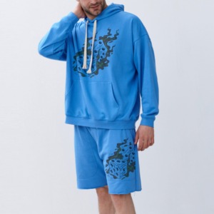 Conjuntos de sudaderas con capucha personalizadas, sudaderas con capucha de manga corta en blanco para hombre, sudaderas deportivas ligeras con pantalones cortos, conjunto de algodón transpirable - Product Image 1