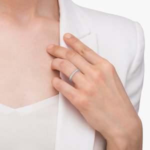 แหวนแต่งงานทองคำขาว 14K ประดับเพชร 0.51 กะรัต วงแหวนเพชร - Product Image 2
