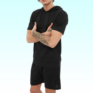 Logotipo personalizado Gran oferta Conjunto corto personalizado para hombre Traje transpirable de verano para hombre Conjunto de 2 piezas Verano Playa Sudaderas Pantalones cortos Conjunto - Product Image 4