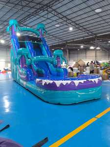 Tobogán <span class=keywords><strong>Castillo</strong></span>, Juegos Inflables para Fiestas, Tobogán Inflable Acuático con Piscina, Diseño <span class=keywords><strong>de</strong></span> Palmera y Mármol - Product Image 3