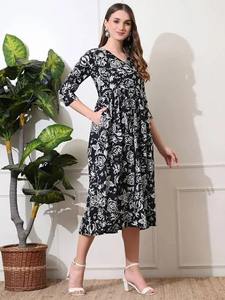 Vestido de algodón con estampado floral de bloque de mano indio, ropa de verano, vestido informal, vestido boho, regalo personalizado a la moda para mujer a la venta. - Product Image 3