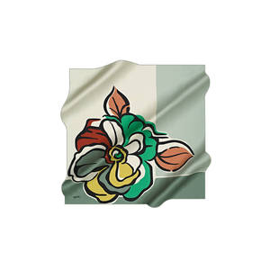 Vintage Designer Floral Silk Scarf Digital Print Square Crepe Satin - Product Image 1