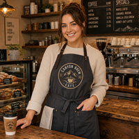 Tablier de café personnalisé AT PACK avec logo, tablier de travail pour barista de café, uniforme pour personnel de restaurant, vente en gros