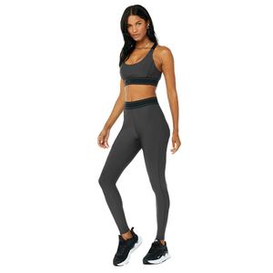 Ensemble de yoga 2 pièces pour femme, couleur unie personnalisable, séchage rapide, respirant, taille mi-haute, sans manches, devant, vêtements de sport et de fitness élégants, OEM - Product Image 1