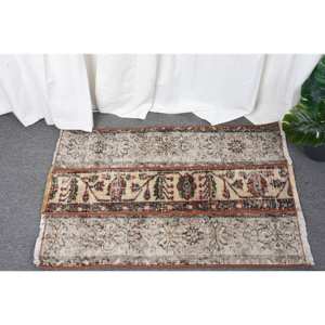 Vintage 1.9x2.9ft tapis turc Beige marron plat tissage laine tapis Latex support pour salon décorations motif Patchwork - Product Image 1