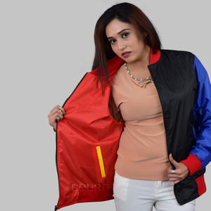 Blouson d'aviateur en nylon à double fermeture à glissière avec logo personnalisé pour hommes avec col montant design d'hiver enduit traitement - Product Image 2