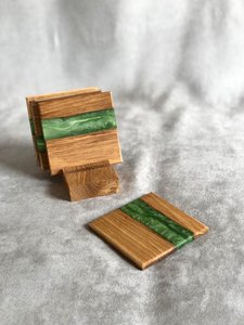 Wholesale Resin and Wood Stone Coasters Custom Shape Drink <b>Mats</b> with <b>Blue</b> & Red Resin Design for Modern <b>Table</b> Decor, Homes, - Product Image 4