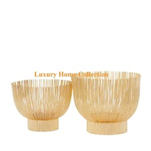 Stylish Royal Look Metal Durable <b>Storage</b> Bucket Round Shape Gold Shiny Polished Unique Design <b>Tabletop</b> Handcrafted Supplies - Product Image 1