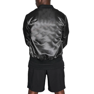 Blouson aviateur en satin de soie brillant pour hommes Blouson de baseball à l'avant avec ourlet et poignets côtelés Veste pour hommes - Product Image 2