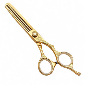 Tijeras Profesionales para Adelgazar Cabello, Acero Inoxidable 4Cr13, Punta Afilada, Mango de Cerámica Mediano, Diseño Floral, para Diestros - Product Image 3