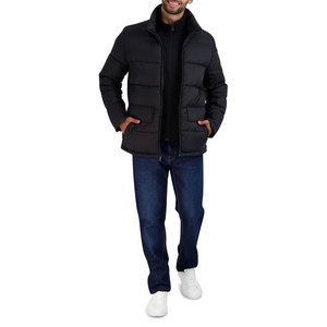 แจ็กเก็ตแบบมีซิปสีดำสำหรับผู้ชายเสื้อกันหนาวแบบมีฟองสำหรับฤดูหนาวโลโก้ออกแบบได้ตามต้องการ - Product Image 6