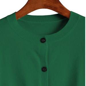Cárdigan Casual de Invierno para Mujer, Color Verde Sólido, Tejido de Viscosa, Cuello Redondo, Botones al Frente, Manga Larga, Transpirable, para Oficina y Uso Diario - Product Image 3