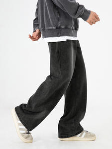 กางเกงยีนส์ฟอกสีดำยาวทรงตรงหลวมเข้ารูปสำหรับผู้ชายเสื้อผ้าแนวสตรีทแวร์สำหรับฤดูร้อน - Product Image 6