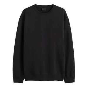 Sweat-shirt noir 350g sweat-shirt en coton polaire unisexe à manches longues surdimensionné blanc femmes sweat à col rond - Product Image 1