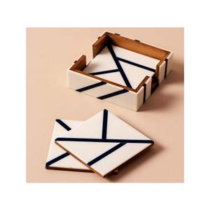 Premium Quality Wooden Set Of Six Pieces <b>Coaster</b> With <b>Coaster</b> Holder For Cup Mug And <b>Glass</b> Holder In India - Product Image 4