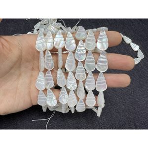 Cuentas Sueltas de Coral y Madreperla - Forma Ovalada en Espiral Blanca para la Elaboración de Joyas - Product Image 6