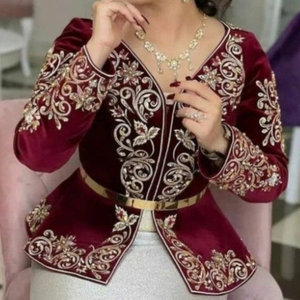 NEW--DESIGNER JACKET ON VELVET FABRIC WITH EMBELLISH OF BEAUTIFUL CRYSTAL BEADS,PEARLS,GLASS STONE WORK FOR PARTY-WEAR @ 2023 - Product Image 1