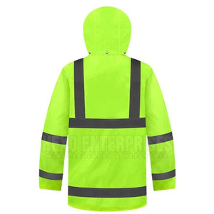 Veste de sécurité de travail pour hommes ANSI classe 2 imperméable en polyester avec logo personnalisé haute visibilité - Product Image 3