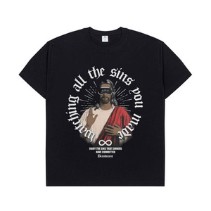 Haute qualité 100% coton Premium t-shirt hommes t-shirt décontracté tissé à manches courtes t-shirt imprimé lavé - Product Image 5