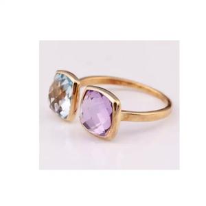 Prime Grade 925 Sterling Silver <b>Ring</b> 14K <b>Gold</b> Rhodium Plated Pave Setting Trendy Natural Blue Topaz <b>Amethyst</b> Diamond for Parties - Product Image 6